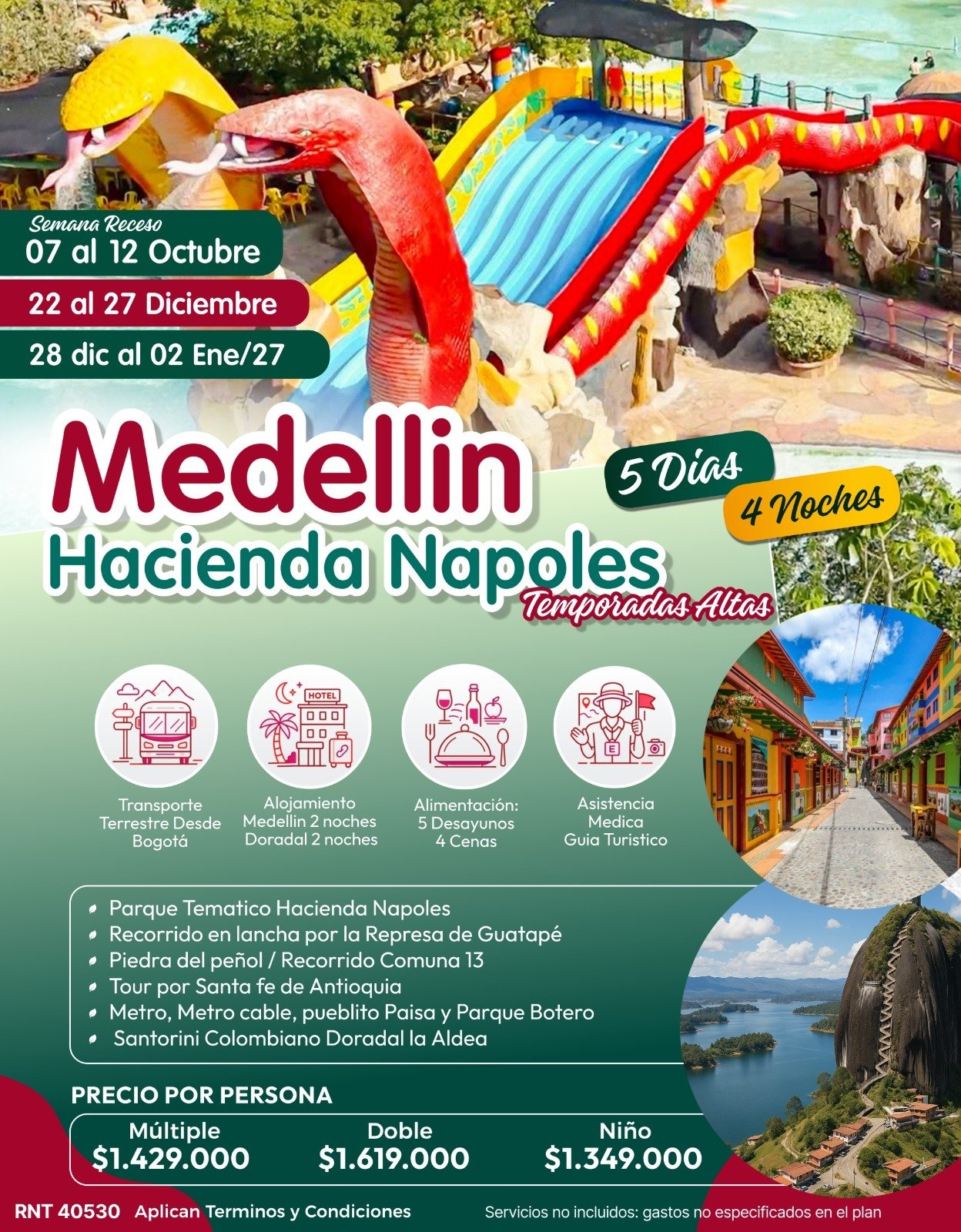 Medellín y Hacienda Nápoles, 5 días 4 noches